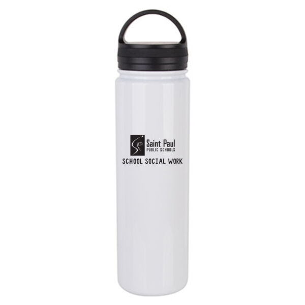 23oz Stainless Steel Flask Bottle w/Portable Lid - Sublimated Logo 23oz Stainless Steel Flask Bottle w/Portable Lid - Sublimated Logo Thumbnail
