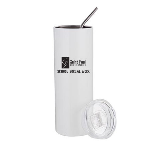 20oz Stainless Steel Tumbler W/Straw & Lid - Sublimated Logo 20oz Stainless Steel Tumbler W/Straw & Lid - Sublimated Logo Thumbnail