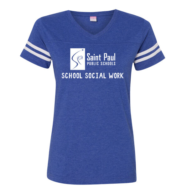 LAT - Women's Football V-Neck Fine Jersey Tee - Printed Logo Thumbnail