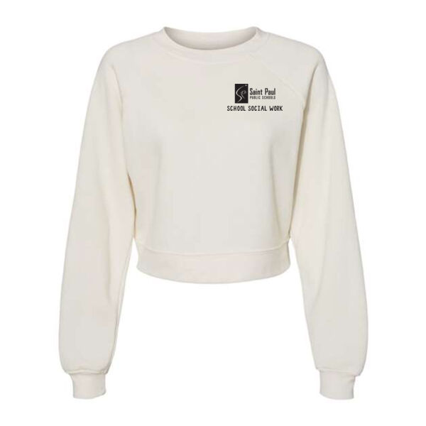 BELLA + CANVAS - Women's Crop Raglan Fleece Crewneck Sweatshirt - Embroidered Logo Thumbnail
