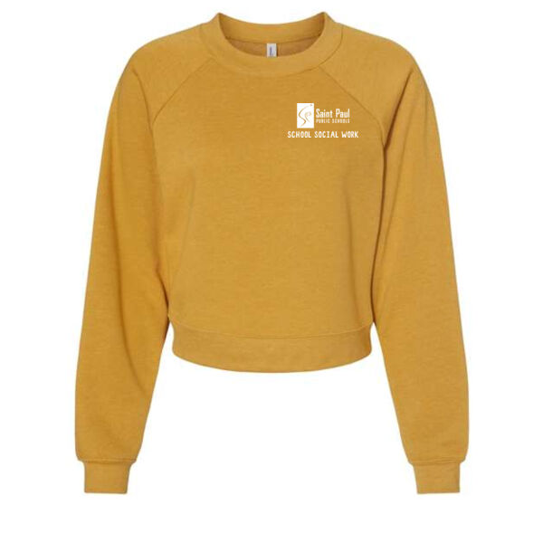 BELLA + CANVAS - Women's Crop Raglan Fleece Crewneck Sweatshirt - Embroidered Logo Thumbnail